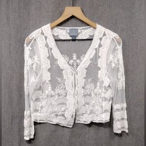 Rabbit Rabbit Rabbit Lace Floral Top Womens M White Fairy Cottagecore Coastal